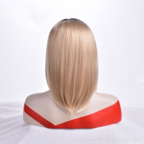 Aishili wholesale ombre blonde heat resistant kinky straight front hair synthetic wigs for black women